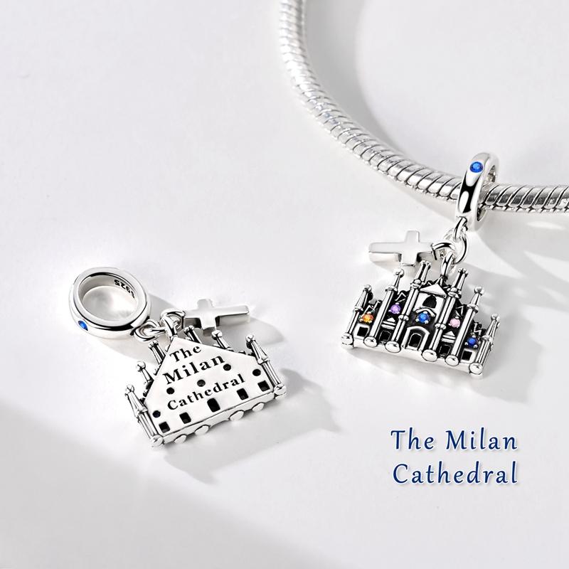 Charms Original 925 Silver Charms Beads Paris Eiffel Tower Church Charm for Bracelet Pendant Dangle Women Jewelry Gift