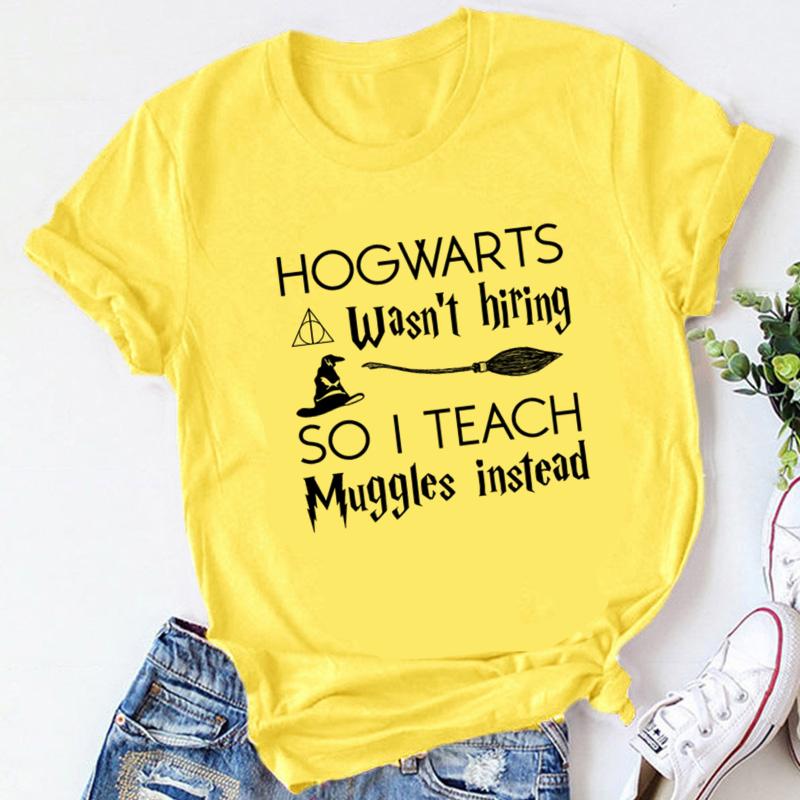 Halloween Womens Short sleeved Tshirt Suitable for Womens Casual Fashion Witch Hat Printed Fun Tshirt