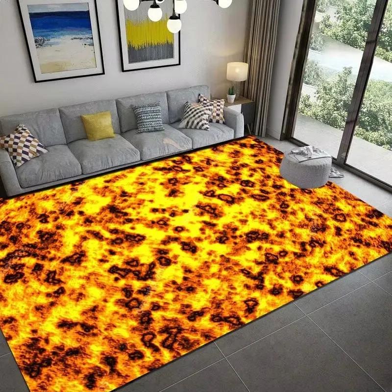 Большой 3D ковер на тему вулкана и магмы, ковер в огненном стиле, вдохновленный лавой, для спальни, гостиной, нескользящий коврик для детской игровой комнаты, прикроватный коврик