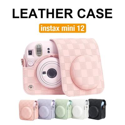 [Пленочная лаборатория] Чехол для камеры Instax Mini 12 из ПУ кожи Мягкий защитный чехол с ремешком CAA45