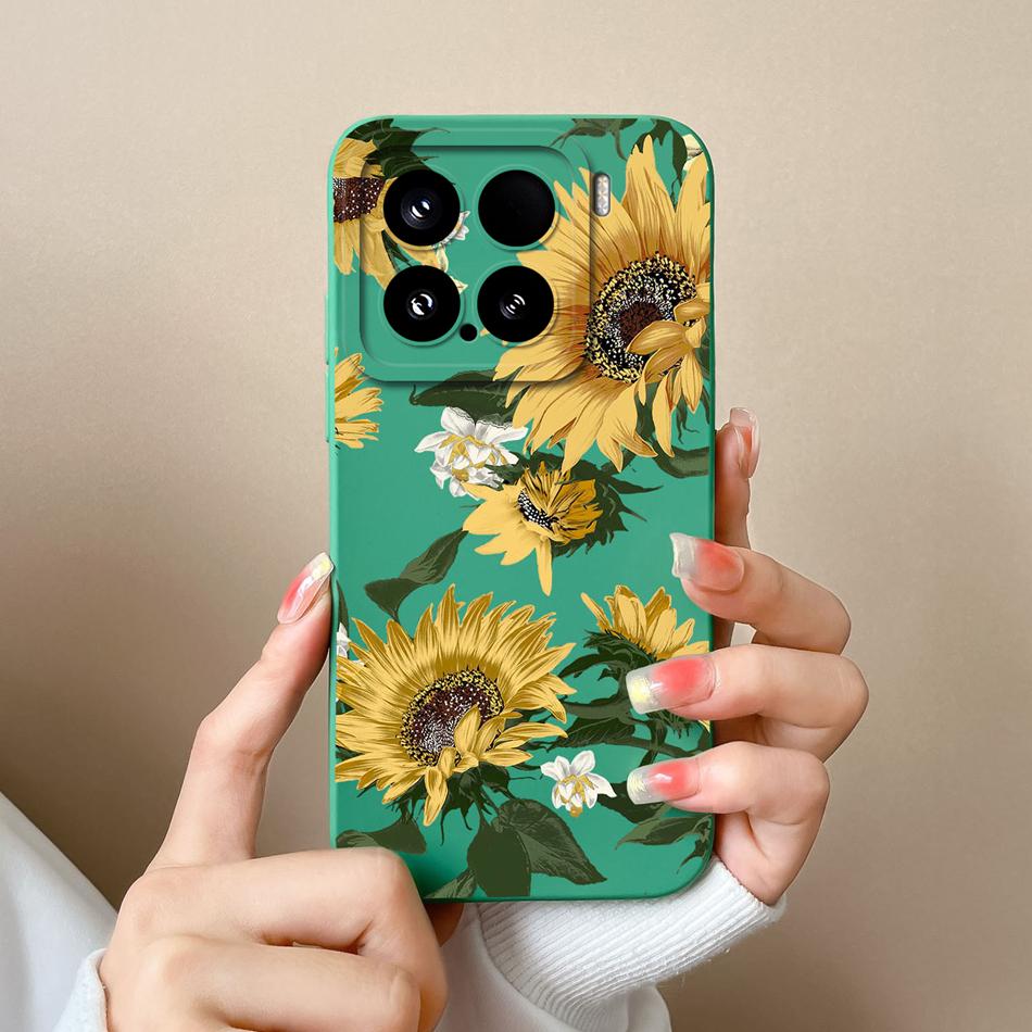 Чехол-конфетница для телефона Xiaomi 15 Pro, корпус, мягкий жидкий силикон, улучшенная полная защита, задняя крышка с цветами для Xiaomi15 Pro, Чехол