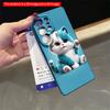 2DFlat Samsung phone case Cute Blue-White Kitten Waving on Teal Background Applicable to Galaxy S23 S24 S25ULTRA S26 A12 A14 A15 A16 A54 A55