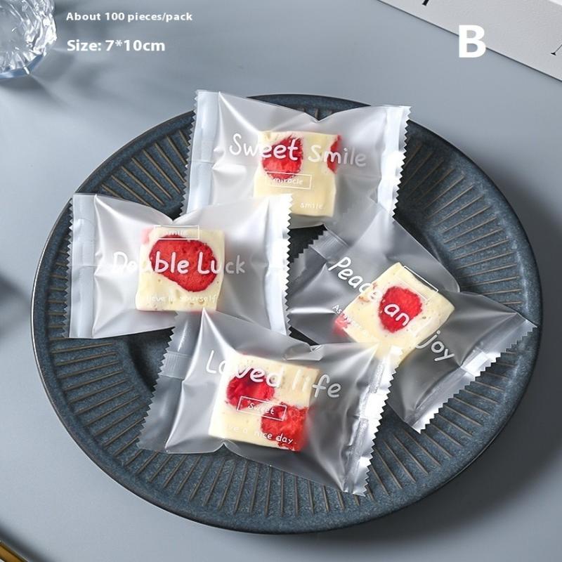 100 Pcs Snowflake Crisp Packaging Flower Tea Biscuits Nougat Machine Sealed Transparent Bags Gift Packing Machine Sealing Bags