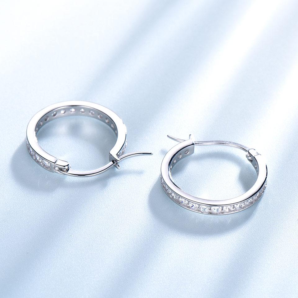 Женские серьги из стерлингового серебра 925 пробы с цирконием, серьги-кольца с белым цирконием