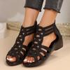 Fashion Brand Design Crystal Roman Sandals Women Peep Top Wedge Sandalias Mujer 2024 Summer Hollow Out Gladiator Shoes Woman Plus Size