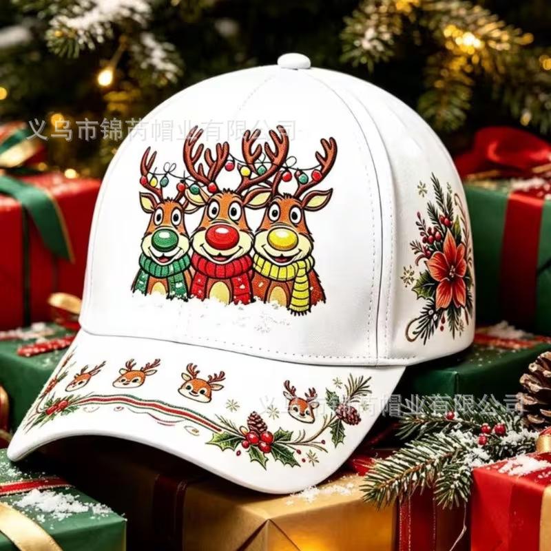 Temu Christmas Baseball Cap Digital Printed Bent Hat American Street Hat Casual Sun Hat
