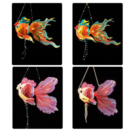 1 комплект бумажный фонарь с золотой рыбкой с полюсом на батарейках DIY ручной работы китайский Новый год Фестиваль середины осени рыбный ночник материал сумка подарок детям