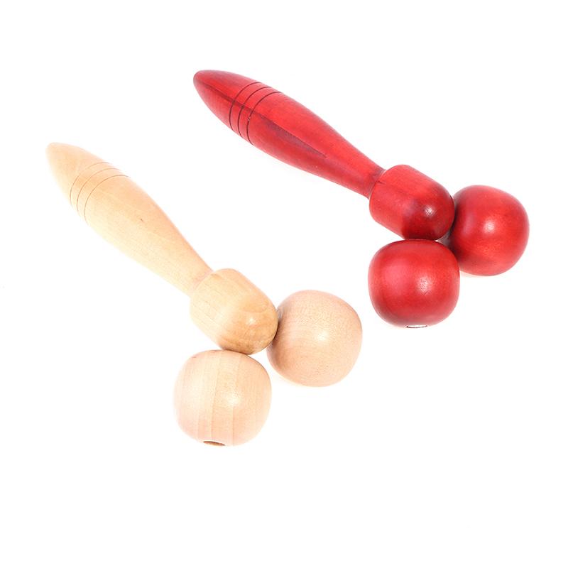 Портативный роликовый массажер, деревянный двухколесный массажер для лица