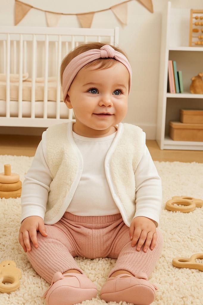 Warm Baby Vest 68 Sleeveless Sheepskin Coat Cream