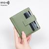 New Anti-magnetic Women's Wallet Solid Color Buckle Credit Card Bag, Small and Lightweight Short Change Bag