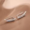 925 Sterling Silver Thin Curved Bar Stud Earrings For Women Smooth Small Geometric Zircon Earrings Minimalist Jewelry S -E1313