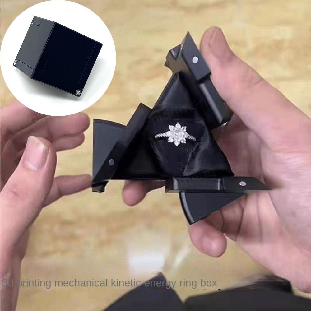 Вращающаяся кинетическая шкатулка для колец Крутой дисплей для хранения ювелирных изделий