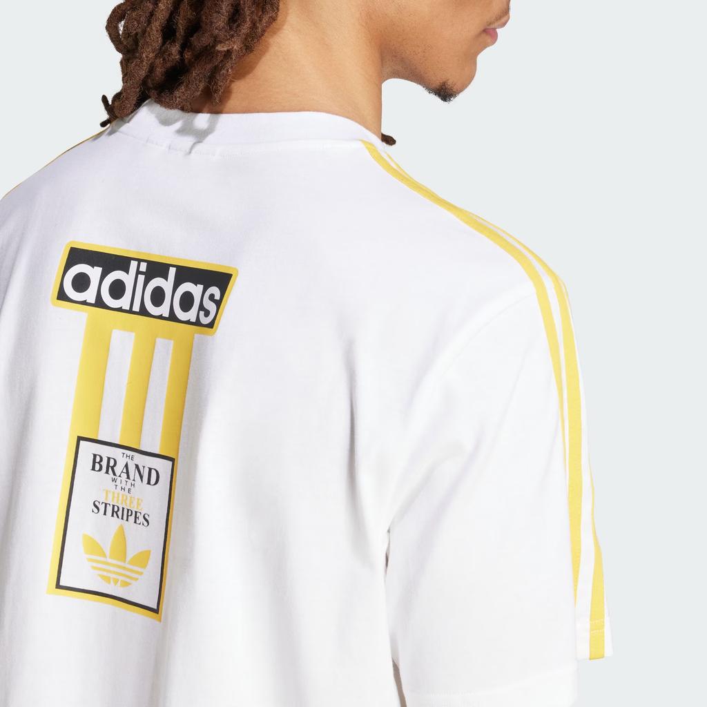 Adidas Originals Adicolor Adibreak Striped Patchwork Loose Sport Tee Men Tops Yellow White IU2360