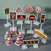 15Pcs Traffic Sign Model Standees, Mini Intersection Light & Barrier Ornaments
