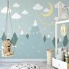 Фотообои Nordic Simple Hand Painted 3D Moon Starry Sky Mural Детская спальня Фон Настенный декор Обои