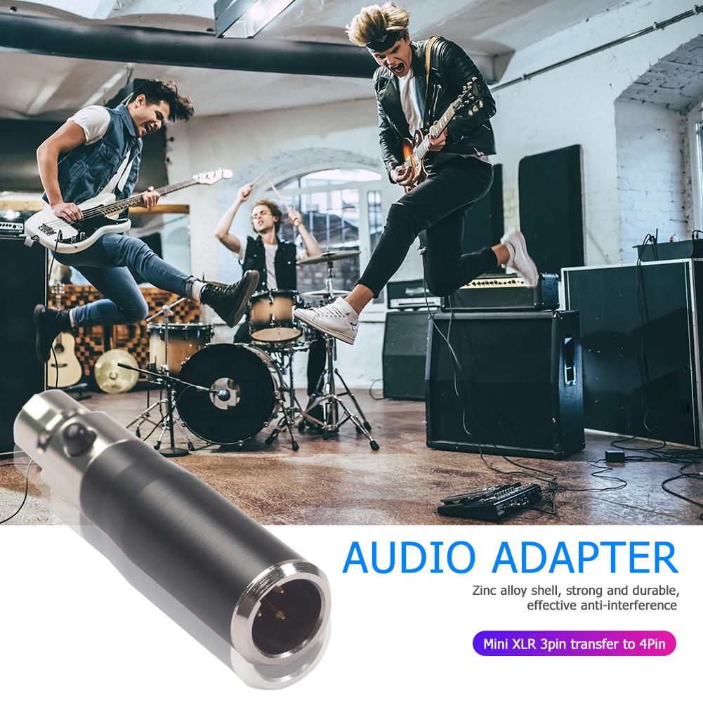 Mini XLR 3 4 Pin Female Mini Connector Audio Adapter Audio Connector Adapter Gold-plated Microphone Audio Equipment