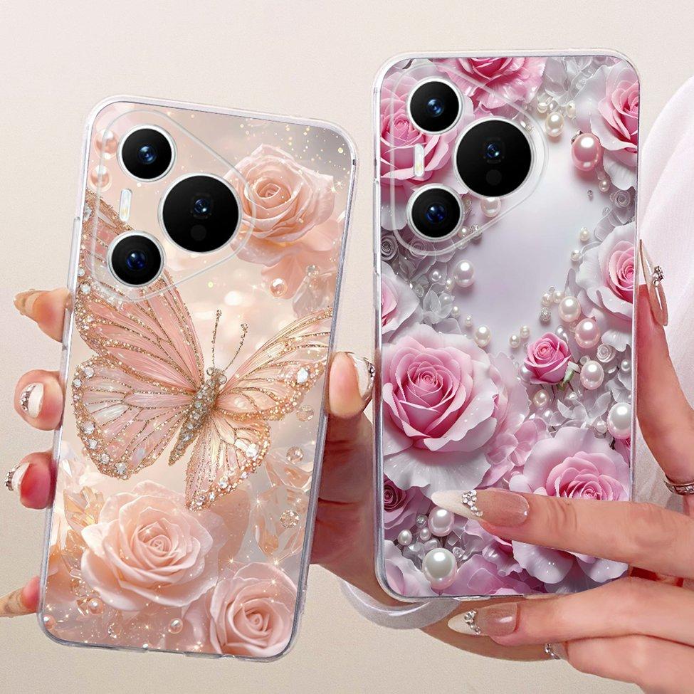 Для Huawei Pura 70 Прозрачный Чехол Эстетичный Роскошный Милый Модный Цветочный Забавный Расписной Корпус Для Huawei ADY-LX9 ADY-AL00