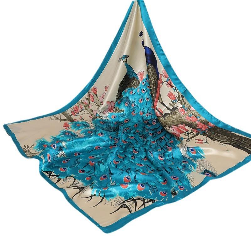 Весна/лето Новый женский шелковый шарф 90 * 90 см Имитация шелкового твила квадратный шарф Модный принт большой квадратный шарф профессиональный шарф