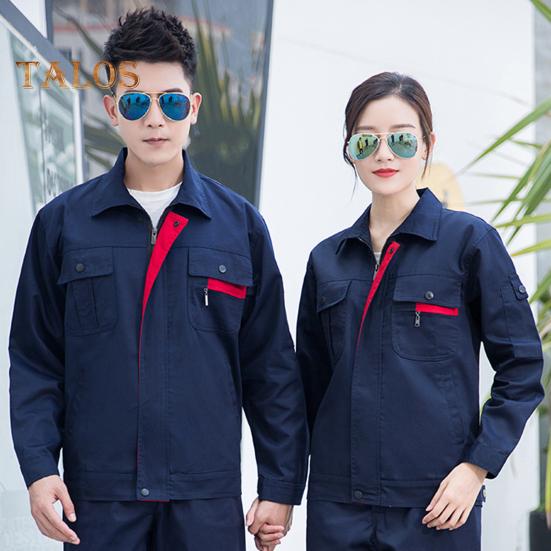 Workwear Suit Men Women Working Clothes Overalls Lapel Zipper Top Pants Dirt-resistant Solid Color Engineering Uniforms Set