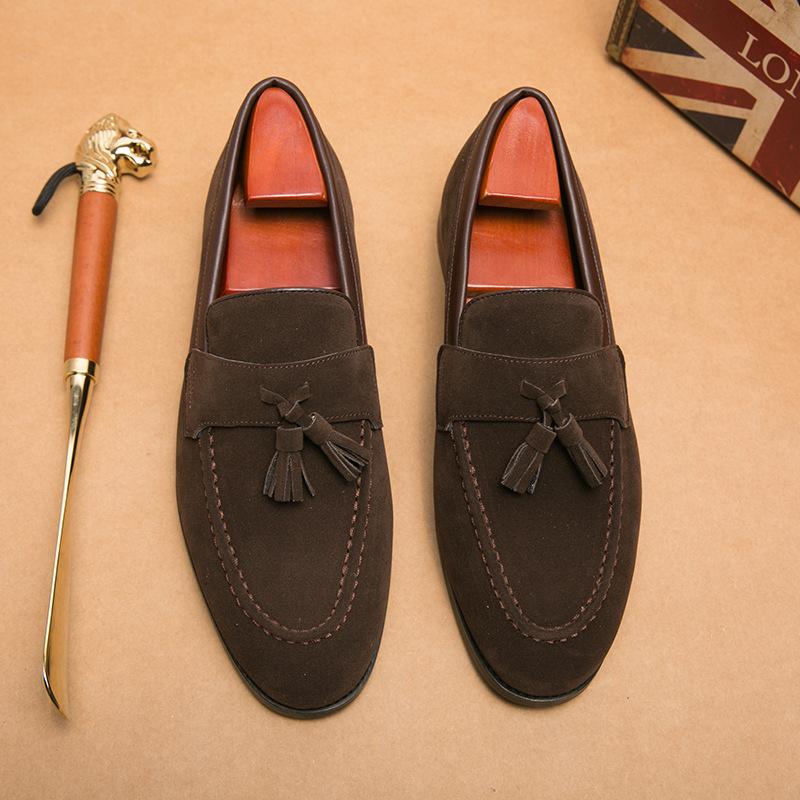 Туфли-бини из матовой кожи с ленивым носком, мужская деловая повседневная кожаная обувь, модная обувь для ночного клуба и парикмахера