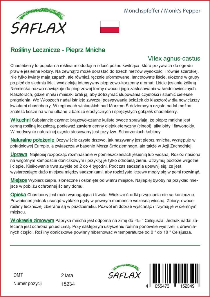 SAFLAX Garden in the Bag - Monk's Pepper - 30 семян - С субстратом в подходящем пакете - Vitex agnus-castus