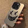 Smiling Devil Print Electroplate Silver IMD Phone Case For iPhone 16 15 14 13 12 11 Pro Max 7 8 Plus X 16E Shockproof Hard Cover