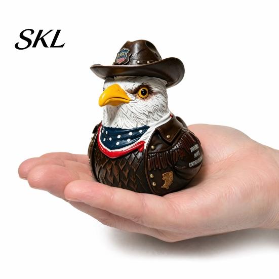 Military Enthusiast Collectible Duck Figurine, Patriotic Veteran Ornament for Car Dashboard, Resin Red White And Blue Decor Independence Day Memorial