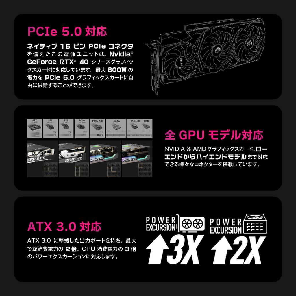 MSI MPG A1000G PCIE5 1000W ATX3.0/PCIe 5.0 Native 80PLUS GOLD PC Power Supply Unit PS1232