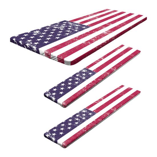 Picnic Table Cover Set American Flag Fitted Table Cover with 2 Bench Covers Waterproof Windproof Tablecloth with Elastic Edges for Outdoor Camping
