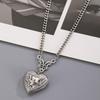 Retro Victoria Minimalist Mini Silver Peach Heart Necklace Photo Box Necklace Pendant