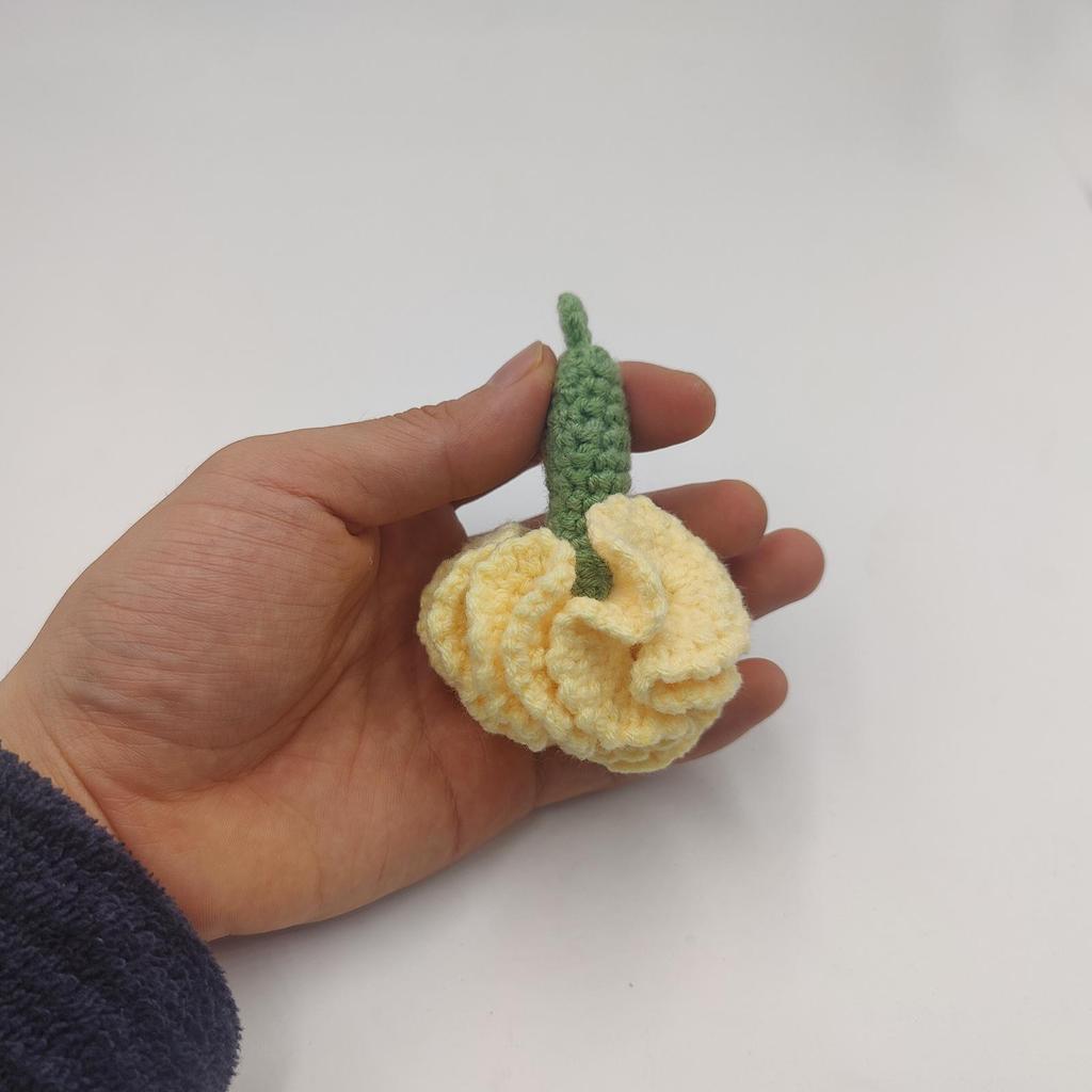 Korean-Style Pearl Chain Crochet Carnation Keychain - Mother's Day Gift Accessory