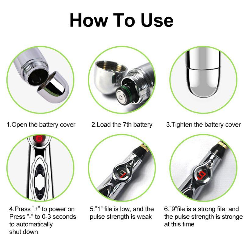 9 Gears Body Электронная акупунктурная ручка Энергетический массаж Акупунктурная ручка Меридианная массажная ручка Глубокое расслабление мышц Средства для снятия боли Массаж