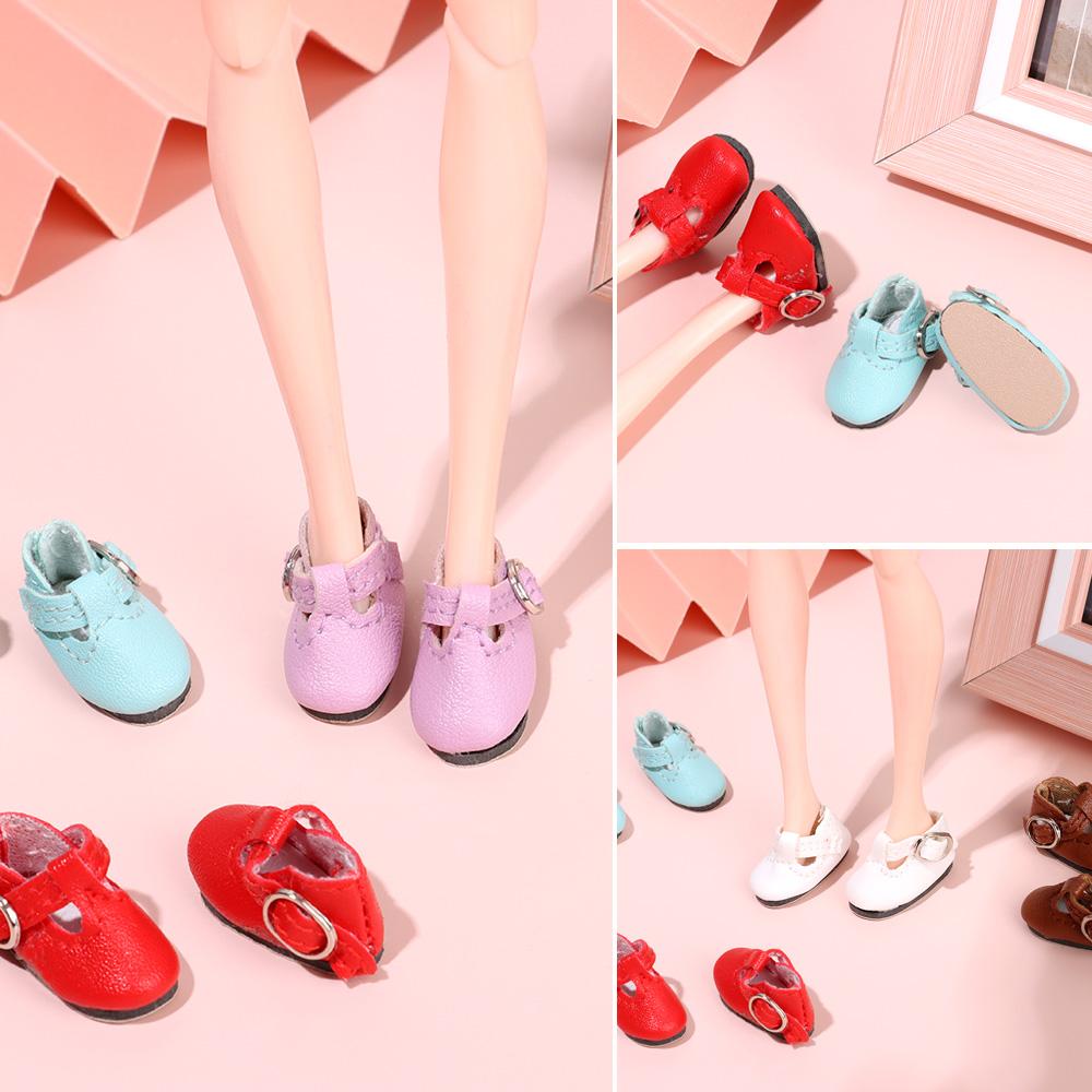 1 Pair 2.8*1.2cm Multicolor PU Leather Play House Change Clothes Game Doll Shoes Dolls Accessories