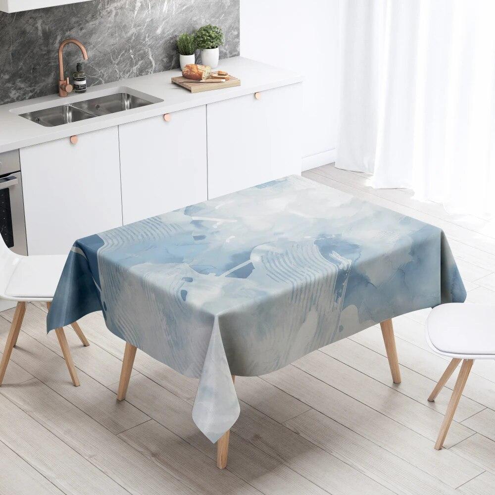 Marble Pattern Table Cloth Home Decor Stain Resistant Waterproof Decoration Rectangular Kitchen Fireplace Countertop