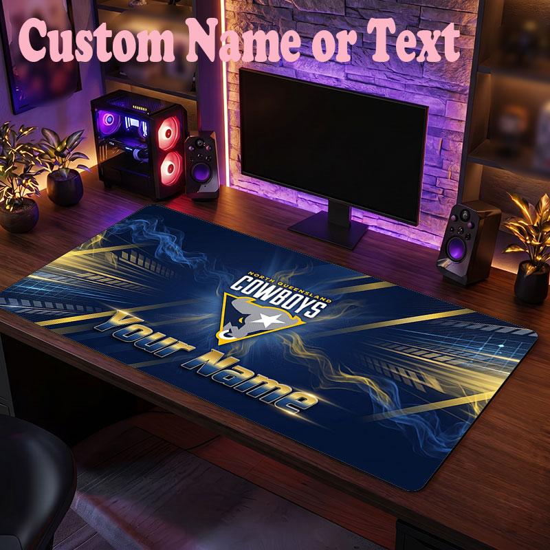 North Queensland Cowboys Customized Name Text Mouse Pad, Large Desk Mouse Mat Personalized Home Office Present