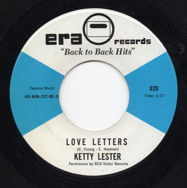 7-дюймовая пластинка KETTY LESTER Love Letters But Not For Me Эра 020 Records Рок США Б/У