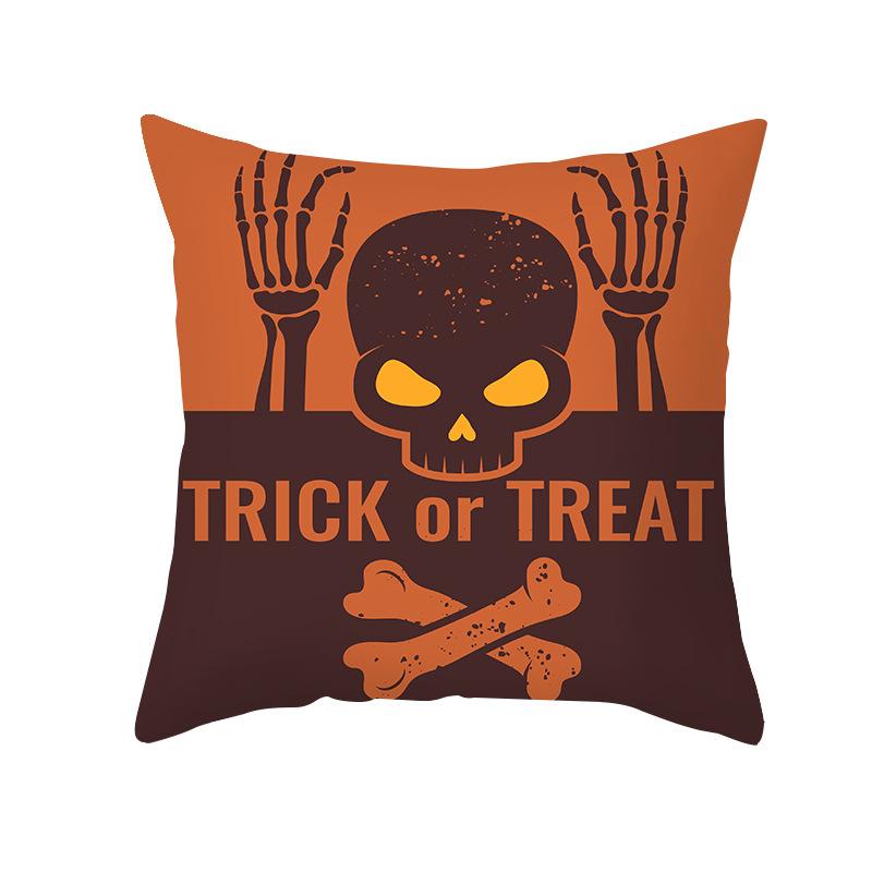 Halloween Cartoon Skull Spider Demon Bat Decorative Pattern Pillow Case Bedroom Living Room Sofa Cinema Garden Throw Pillow Case