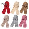 Women Winter Hat with Integrated Scarf Thick Warm Knitted Windproof High Elasticity Full Protection Outdoor Travel Cold Weather Cycling Cap
