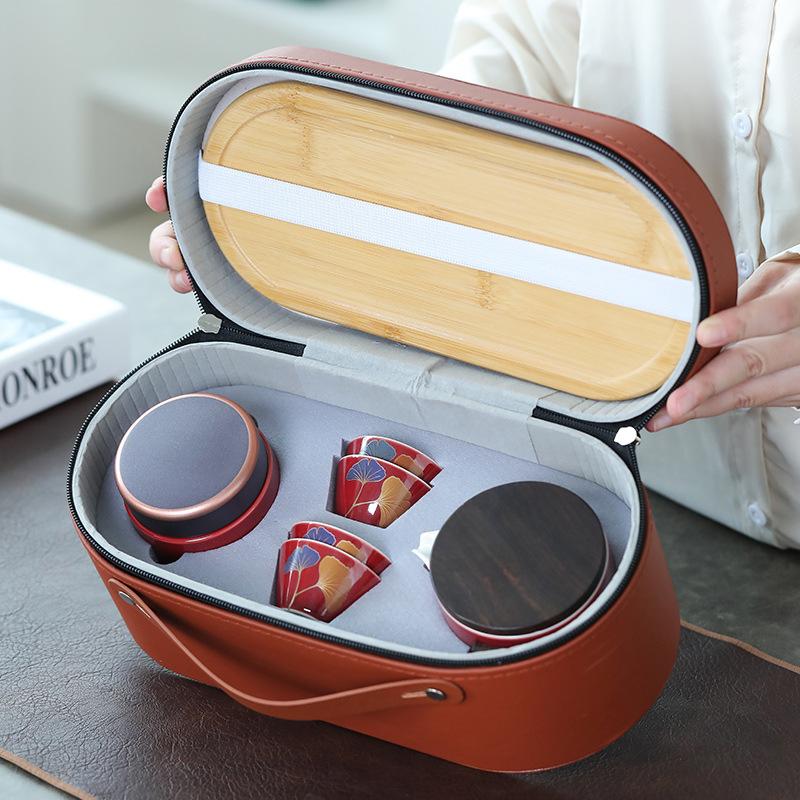 Business Guochao Portable Travel Tea Set Kuaike Set 1 Cup Handbag Opening Event Practical Gifts
