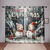 Рождественские шторы со снеговиком Winter Wonderland 2 панели 3D цифровая печать праздничный декор спальня гостиная уютный романтический снегопад