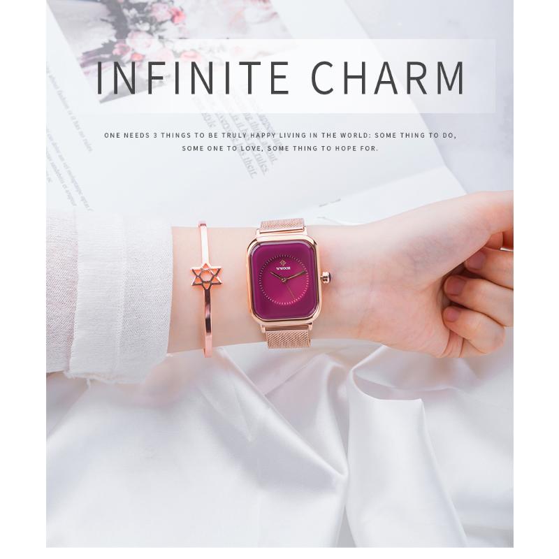 WWOOR New Fashion Classic Ladies Watch Elegant Light Luxury Square Quartz Waterproof Women's Watch