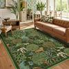 Green Living Room Carpets Nordic Style Jungle Animal Plant Print Bedroom Rug Vintage Machine Washable Non-Slip Coffee Table Mats