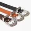 Carved PU Leather Retro Waist Strap All-Match Belt Pin Buckle Belt Dress Waistband