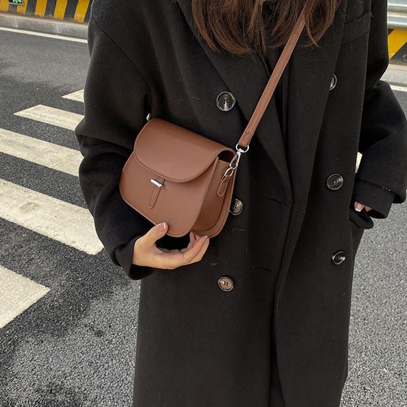 Yogodlns Сумка-седло в стиле ретро, ​​модная сумка через плечо из искусственной кожи, модная сумка-мессенджер с клапаном, повседневная женская сумка, кошелек