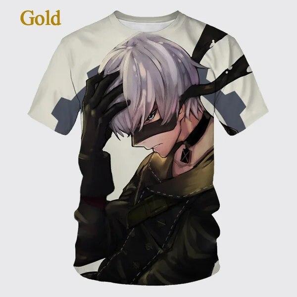 Summer Men's Casual Short-sleeved T-shirt Fashion Nier Automata 3D Printed T-shirt Personality Harajuku Streetwear Short Sleeved