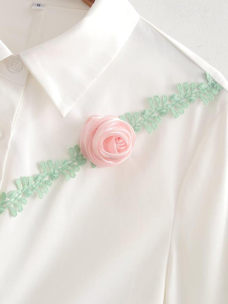 Women's 2024 Winter Fashion Floral Lace Waist-Hugging Shirt