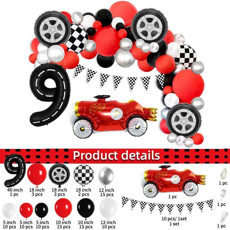 Цифровой набор шаров на гоночную тематику, Шары в виде черно-белых клетчатых автомобильных шин, Украшение для дня рождения