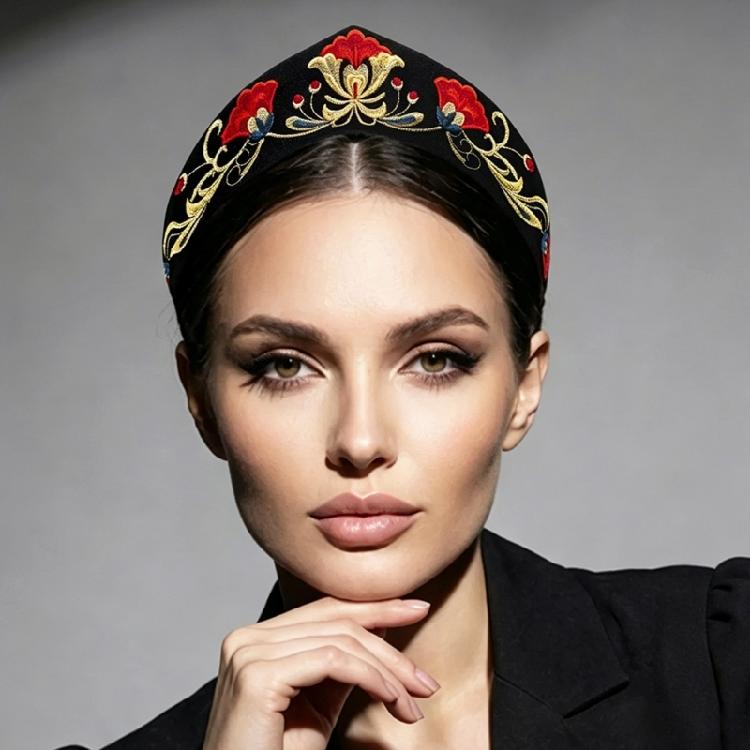 Вышитая повязка на голову Эластичная повязка на голову для женщин и девочек Винтажная Спортивная Эластичные повязки для отвода пота