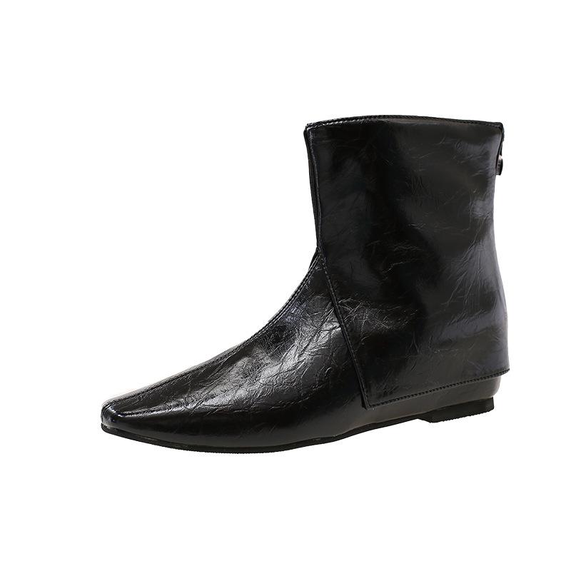 Женские ботильоны из коровьей кожи первого слоя и короткие ботинки, новые осенне-зимние, с квадратным носком, боковой молнией, тонким каблуком, женские одинарные ботинки, короткие ботильоны