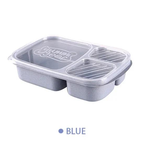 Portable Lunch Box Wheat Straw Bento Box with Compartment Picnic Bento Box Fruit Container Microwave Oven Dinnerware for Student